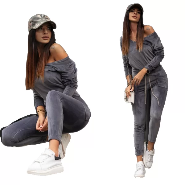 Σετ Φόρμας Από Βελούδο Γκρί