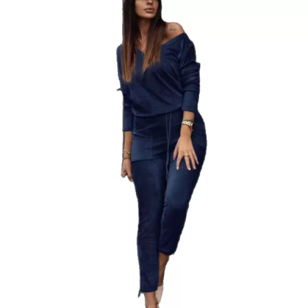 Σετ Φόρμας Από Βελούδο Μπλέ