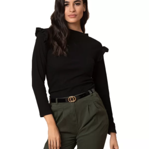 Μπλούζα Με Βολάν Μαύρη