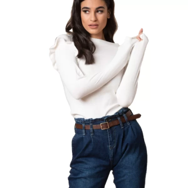 Μπλούζα Με Βολάν Λευκή