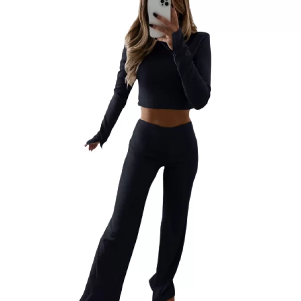 Σετ Παντελόνι Crop Top Chelsea Μαύρο