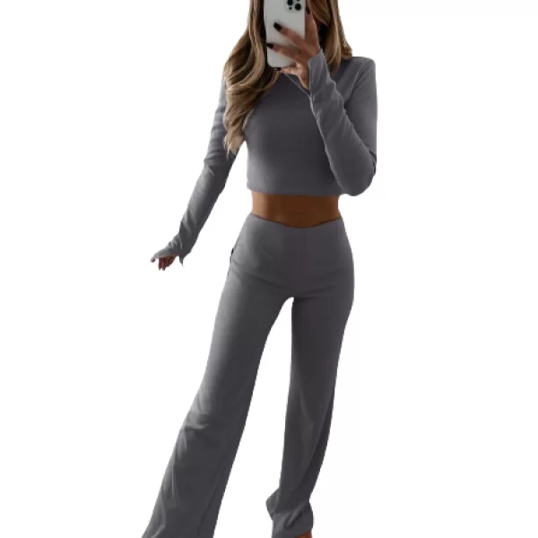 Σετ Παντελόνι Crop Top Chelsea Γκρί