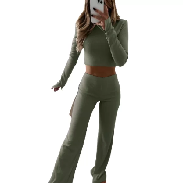 Σετ Παντελόνι Crop Top Chelsea Χακί